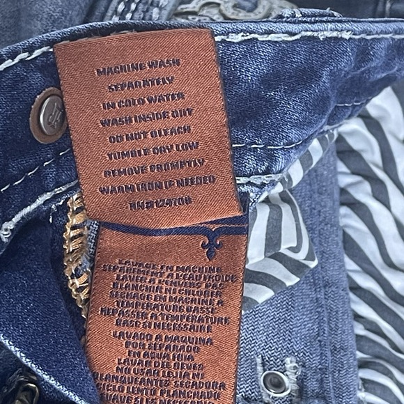 Rock Revival 27 Barbila Jeans Low Rise Skinny Blue Denim Distressed Embroidered - Picture 7 of 15